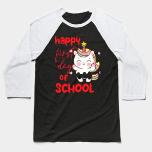 Unicorn Happy first day of school T shirt Baseball T-Shirt